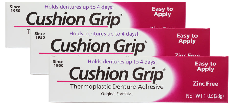 Holds Dentures That Don't Fit Right - Cushion Grip (Pack of 3